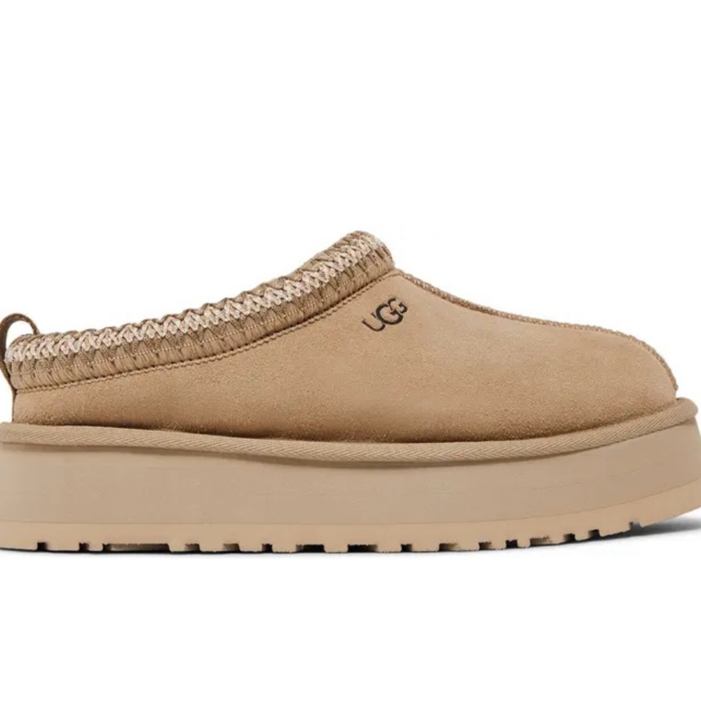 UGG Beige Suede Platform Mules